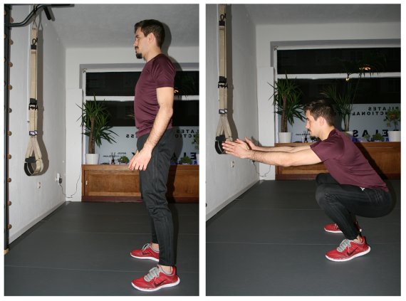 Squat Trainer zeigt die Ausführung eines Standart Squats